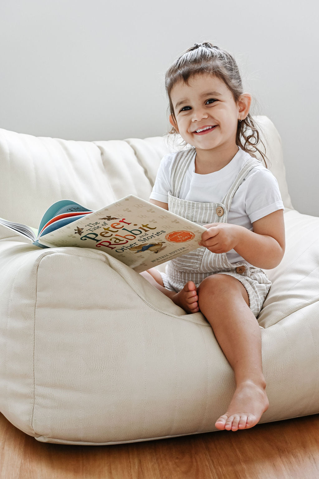 Ivory Kids Beanbag Lounger 100% Vegan Leather Baby Living